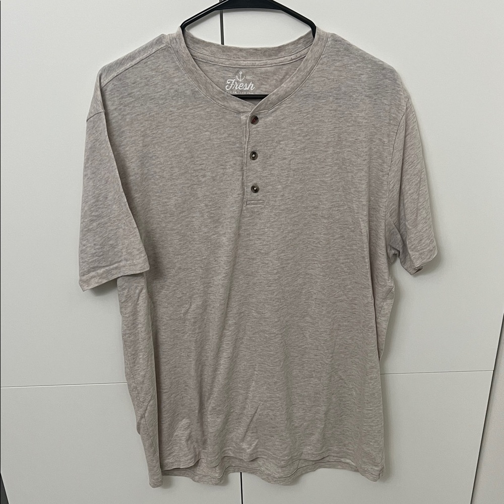 Men’s Fresh Clean Tees XL Heather Gray Henley Tee